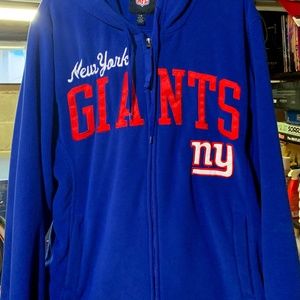 NY Giants Stitched Logo NFL Zip Up Hoodie. Men's Large